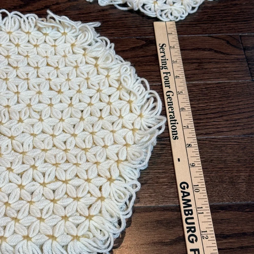Handmade Crochet Doily Set in Cream- 4 pieces